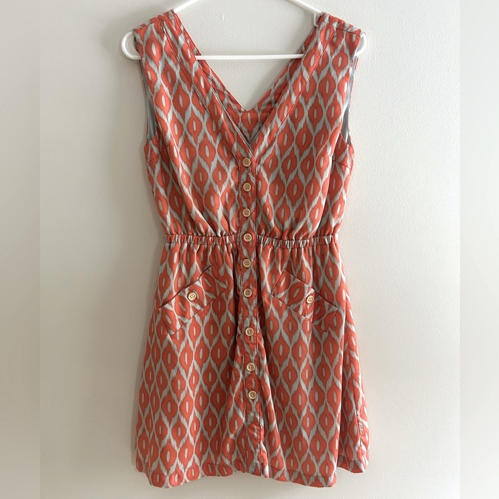 Tulle Orange and Grey Print Dress